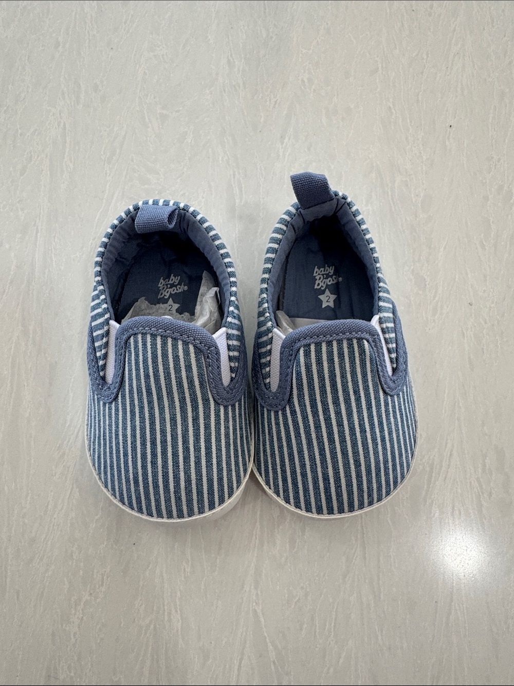 Baby BGosh size 2 Blue Striped Slip-On Kids Shoes
